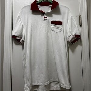 Men's White Polo Shirt with Red Trim